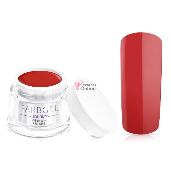 Gel UV Jolifin color cu aspect umed Red Kiss 5 ml